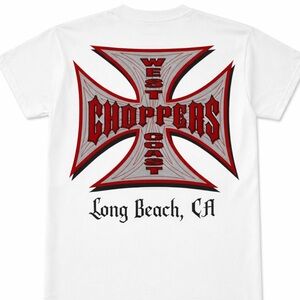 West Coast Choppers Long Beach Graphic Tee - White/Red vintage official size m